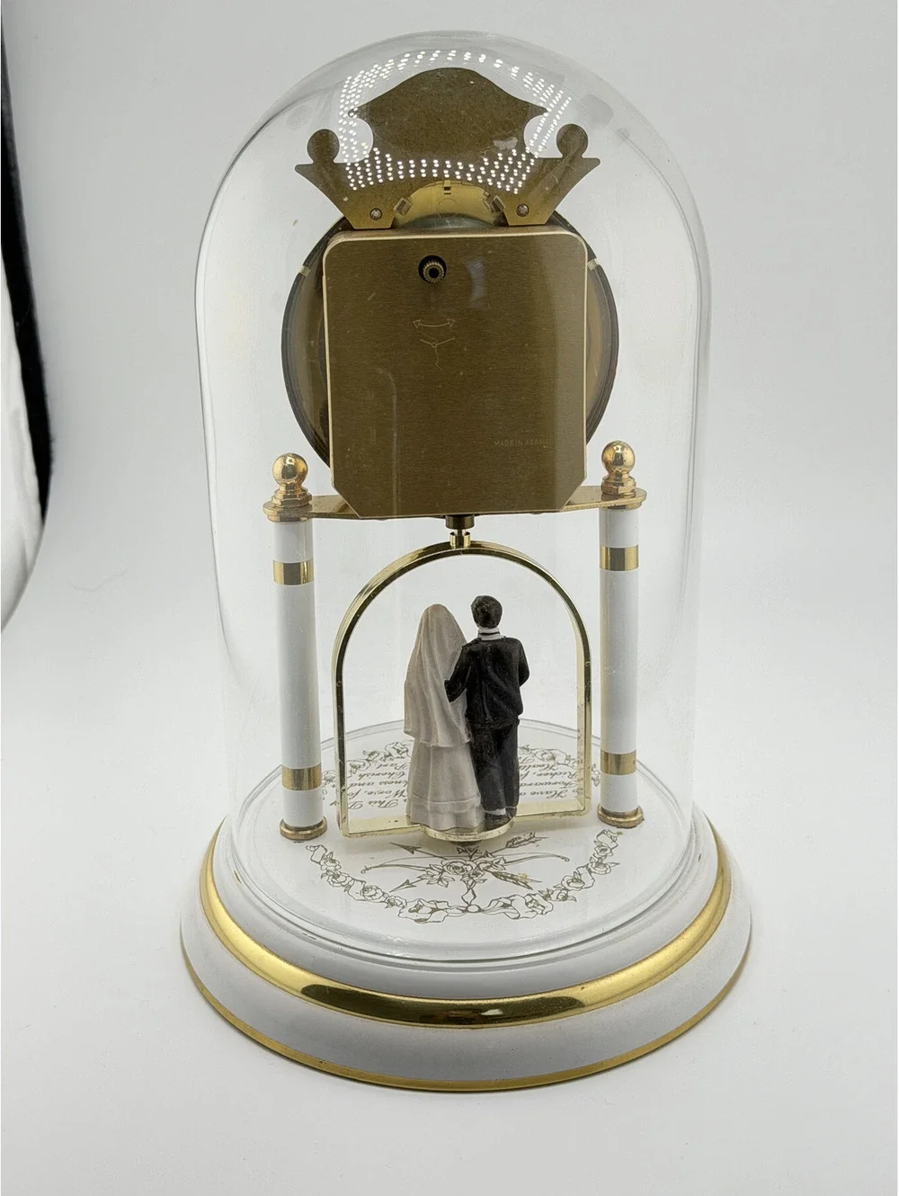Vintage Haller W. Germany Quartz Wedding Anniversary glass Dome Clock working